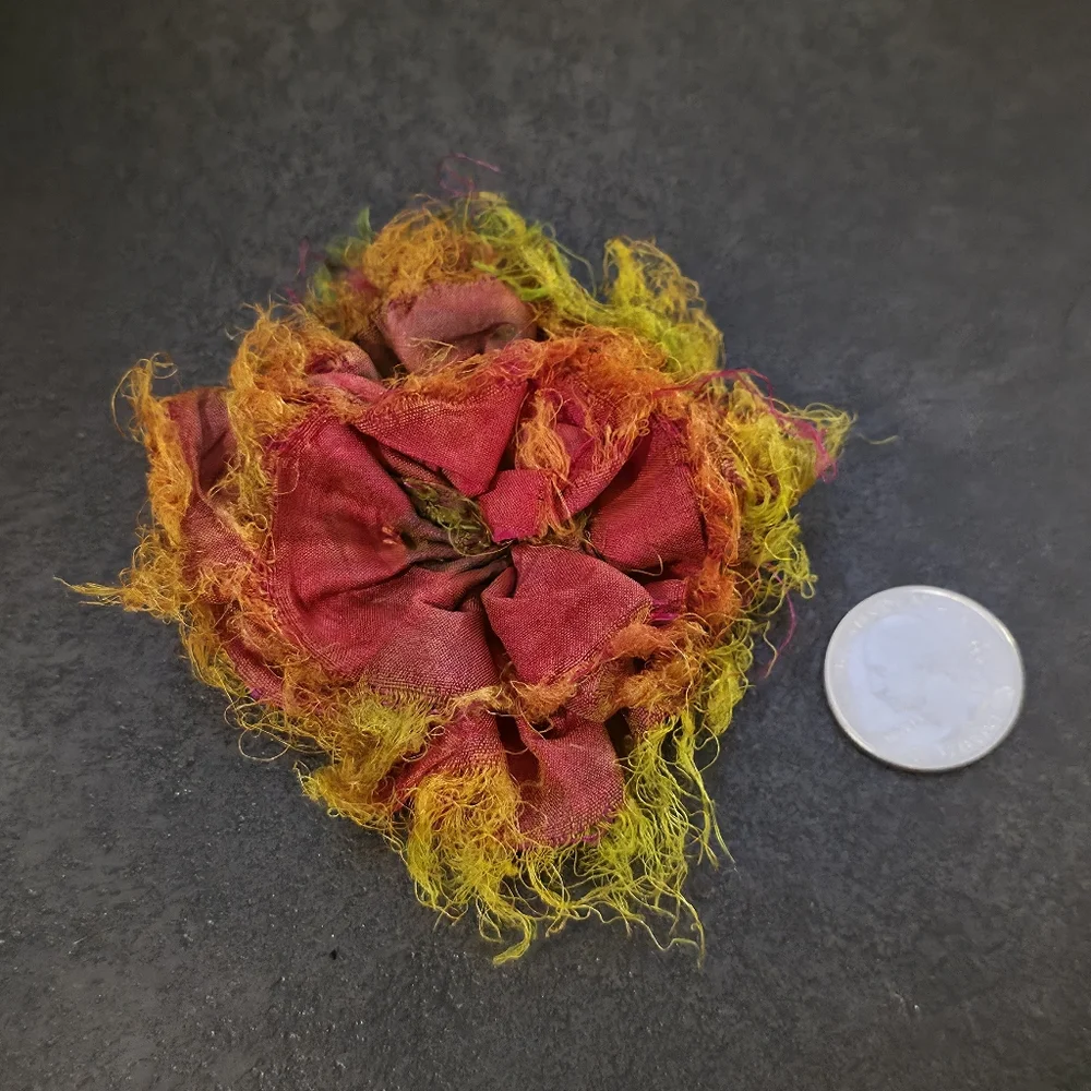 Yo-Yo Hand-Dyed Fiber Art Brooch – Vibrant 